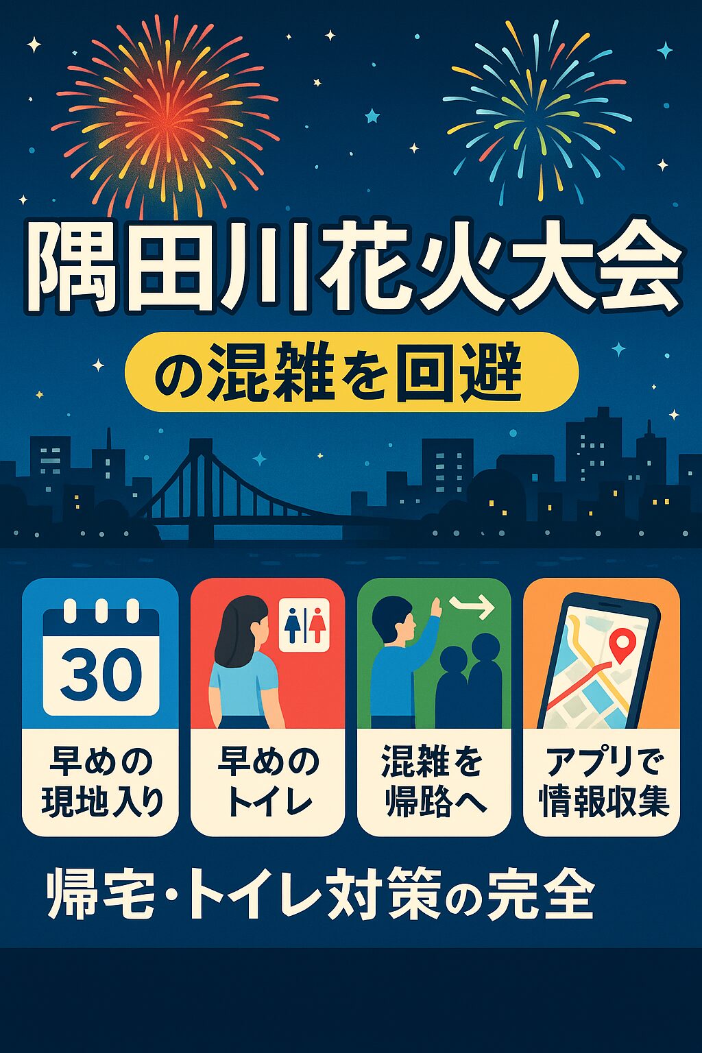 【保存版】隅田川花火大会で混雑を避ける方法｜帰宅・トイレ・移動術