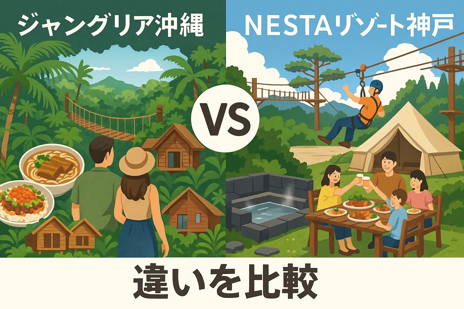 【完全ガイド】ジャングリア沖縄とネスタリゾート神戸を比較！特徴・料金・満足度
